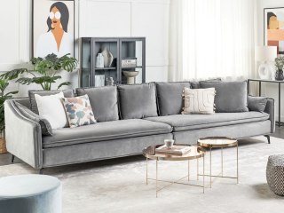 Sofa welurowa jasnoszara AURE