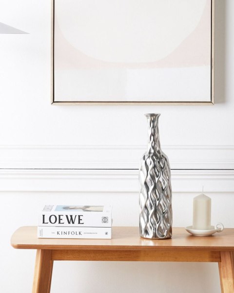 Wazon dekoracyjny BASSANIA Kamionka 45 cm Srebrny