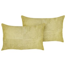 Zestaw 2 poduszek dekoracyjnych MILLET Sztruks 30 x 50 cm Oliwkowy Wzór geometryczny Lumarko!