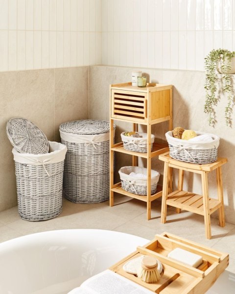 Zestaw 5 koszy wiklinowych biały VAKARI