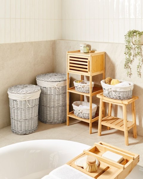 Zestaw 5 koszy wiklinowych biały VAKARI