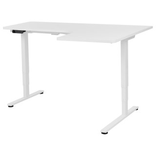 Biurko narożne prawe regulowane elektrycznie 160 x 59 cm białe DESTINES