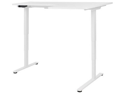 Biurko narożne prawe regulowane elektrycznie 160 x 59 cm białe DESTINES
