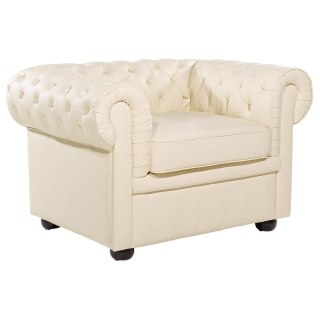 Fotel CHESTERFIELD Skóra naturalna Beżowy
