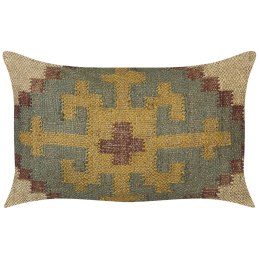 Poduszka dekoracyjna SARON Juta 30 x 50 cm Zielony Wzór orientalny Lumarko!