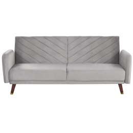 Sofa rozkładana welurowa jasnoszara SENJA Lumarko!