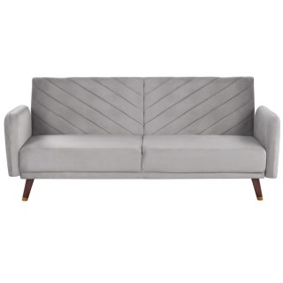 Sofa rozkładana welurowa jasnoszara SENJA