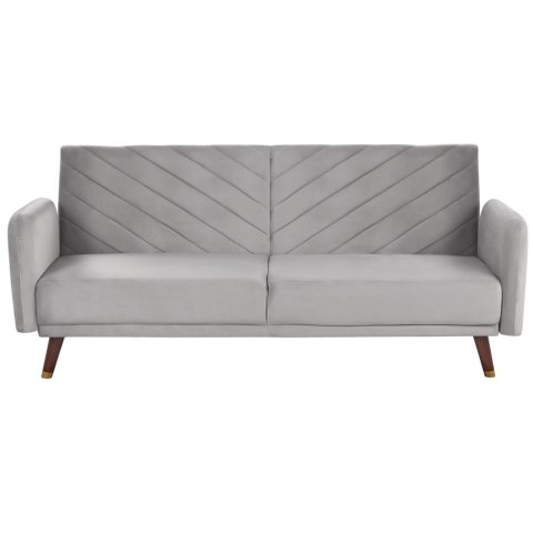 Sofa rozkładana welurowa jasnoszara SENJA Lumarko!