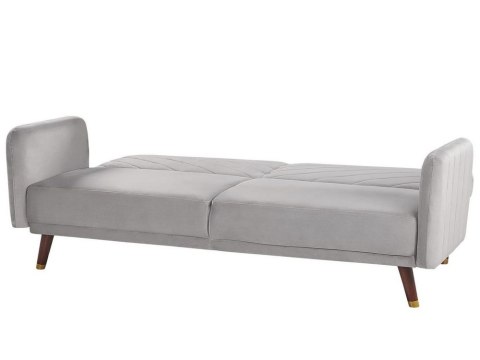 Sofa rozkładana welurowa jasnoszara SENJA