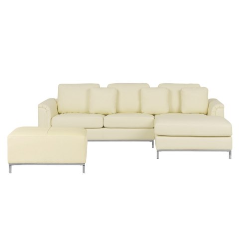 Sofa skórzana 5-osobowa lewostronna beżowa OSLO Lumarko!