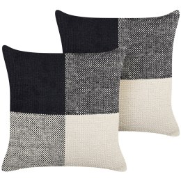 Zestaw 2 poduszek dekoracyjnych LAELIA Bawełna 45 x 45 cm Czarny Patchwork Lumarko!