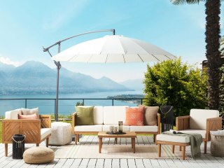 Zestaw ogrodowy ze stolikiem i otomaną dla 6 osób BARATTI Drewno akacjowe Brązowy