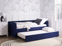 Łóżko wysuwane Sztruks MIMIZAN 90 x 200 cm Granatowy Lumarko!