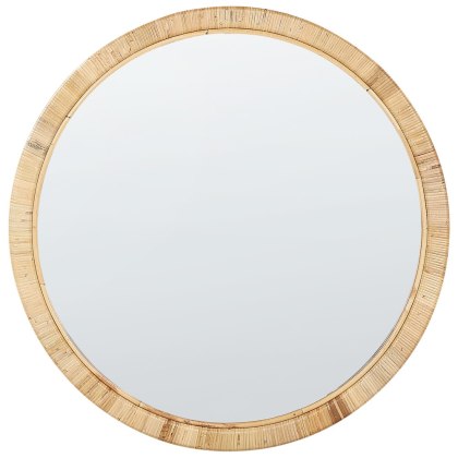 Lustro ścienne ANLEZY 80 cm 80 cm Rattan Naturalny
