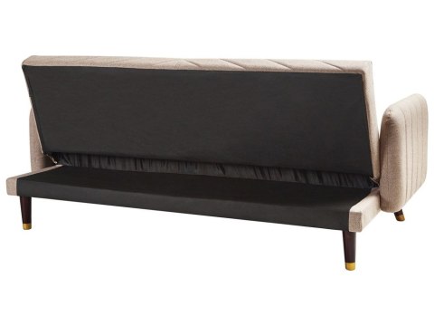 Sofa rozkładana len syntetyczny jasnobrązowa SENJA