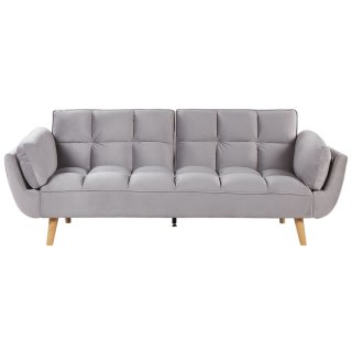 Sofa rozkładana welurowa szara ASBY
