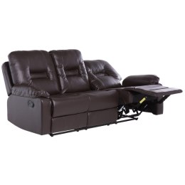 Sofa z manualną funkcją relaksu 3-osobowa ekoskóra brązowa BERGEN Lumarko!