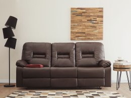 Sofa z manualną funkcją relaksu 3-osobowa ekoskóra brązowa BERGEN Lumarko!