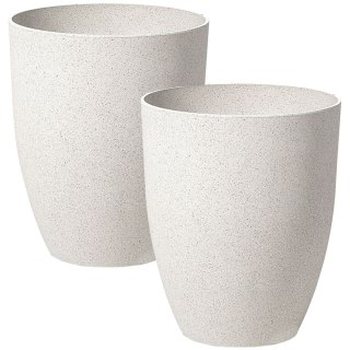 Zestaw 2 doniczek CROTON Kamień 35 cm Złamana biel
