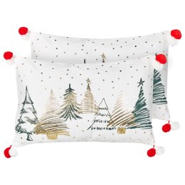 Zestaw 2 poduszek dekoracyjnych ANREDERA Bawełna 30 x 50 cm Biały Wzór świąteczny Lumarko!