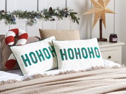 Zestaw 2 poduszek dekoracyjnych JOYCANDY Bawełna 30 x 50 cm Biały Wzór świąteczny Lumarko!