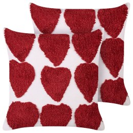 Zestaw 2 poduszek dekoracyjnych MINGORA Bawełna 45 x 45 cm Czerwony W serca Lumarko!