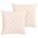 Zestaw 2 poduszek dekoracyjnych YARROW Welur 45 x 45 cm Beżowy Wzór geometryczny Lumarko!