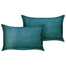 Zestaw 2 poduszek dekoracyjnych ZINNIA Sztruks 47 x 27 cm Lazurowy Jednolity Lumarko!