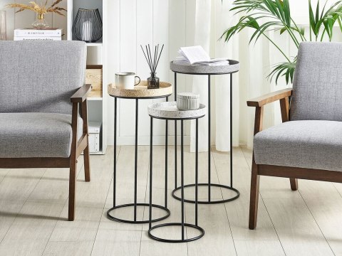 Zestaw 3 stolików pomocniczych efekt granitu TEXON