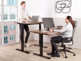 Biurko regulowane manualnie 160 x 72 cm ciemne drewno z czarnym DESTINES Lumarko!