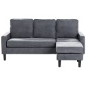 Sofa 3-osobowa z otomaną ciemnoszara AVESTA Lumarko!