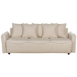 Sofa rozkładana z pojemnikiem beżowa KRAMA Lumarko!