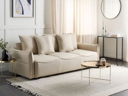 Sofa rozkładana z pojemnikiem beżowa KRAMA Lumarko!