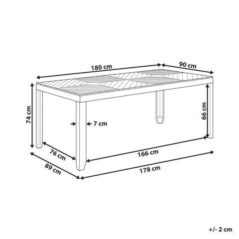 Stół ogrodowy drewniany 180 x 90 cm jasny BARATTI