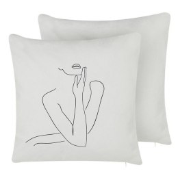 Zestaw 2 poduszek dekoracyjnych MEADOWFOAM Bawełna 45 x 45 cm Biały Wzór abstrakcyjny Lumarko!