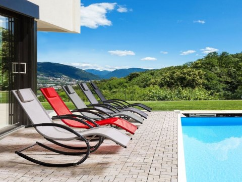 Leżak ogrodowy bujany czarny CARANO II