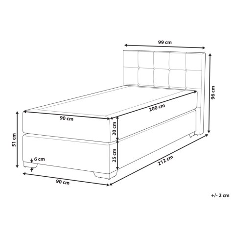 Łóżko kontynentalne ADMIRAL 90 x 200 cm Jasnoszary