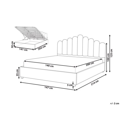 Łóżko z pojemnikiem Welur VINCENNES 140 x 200 cm Pastelowy róż
