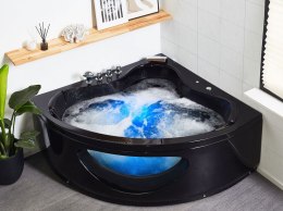 Wanna narożna LED z hydromasażem 205 x 146 cm czarna TOCOA Lumarko!