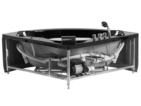 Wanna narożna LED z hydromasażem 205 x 146 cm czarna TOCOA