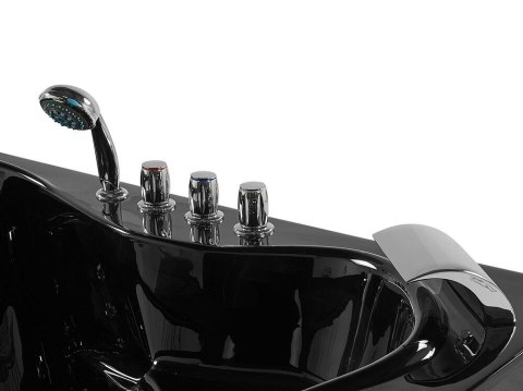 Wanna narożna LED z hydromasażem 205 x 146 cm czarna TOCOA