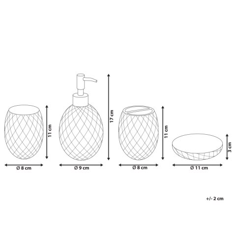 Zestaw akcesoriów łazienkowych 4 elementy CANOA Szkło Zielony
