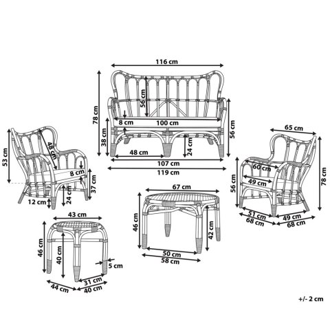 Zestaw ogrodowy ze stolikiem dla 4 osób BRINDISI Rattan Ciemnobrązowy