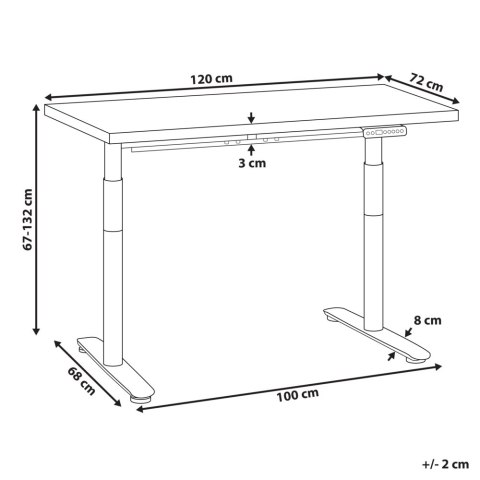 Biurko regulowane elektrycznie 120 x 72 cm czarno-białe DESTINAS
