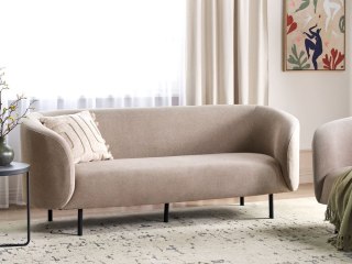 Sofa trzyosobowa tapicerowana beżowoszara LOEN