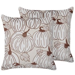 Zestaw 2 poduszek dekoracyjnych GOURD Welur 45 x 45 cm Beżowy Wzór roślinny Lumarko!