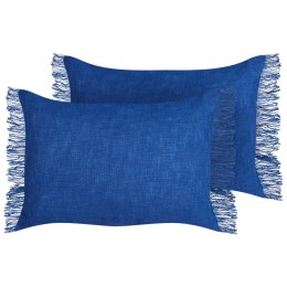 Zestaw 2 poduszek dekoracyjnych MABA Bawełna 50 x 35 cm Granatowy Jednolity Lumarko!