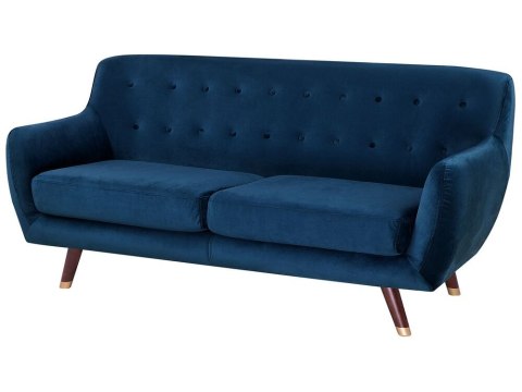 Sofa 3-osobowa welurowa niebieska BODO