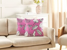 Zestaw 2 poduszek dekoracyjnych MALVA Welur 45 x 45 cm Różowy Wzór kwiatowy Lumarko!