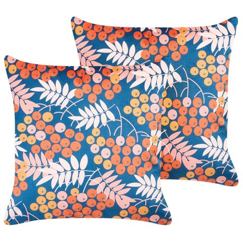 Zestaw 2 poduszek dekoracyjnych SUMAC Welur 45 x 45 cm Kolorowy Wzór roślinny Lumarko!